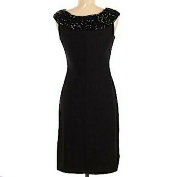 Vtg Cocktail Beaded Shawl Sleeveless Tea Length Bodycon Ralph Lauren Black Sz 6 - Picture 5 of 11